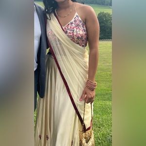 Pink Mirrorwork & Ivory Lehenga